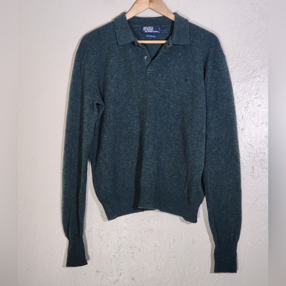 Polo by Ralph Lauren Men's Green Lambs Wool Sweater - Picture 1 of 7